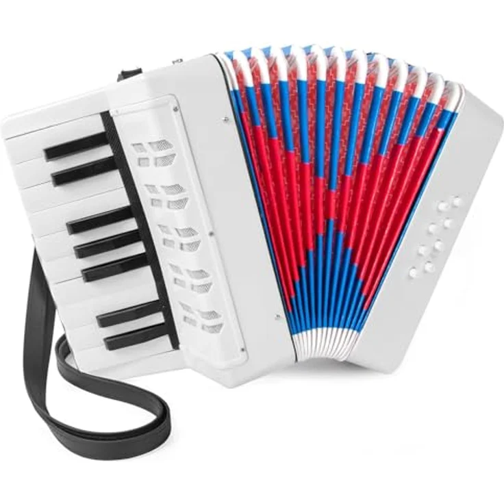 NEWFUN Akkordeon, Ziehharmonika mit 17 Tasten und 8 Bass, Leicht und Tragbar, Ideal für Anfänger, mit Verstellbarem Gurt – Bild 1