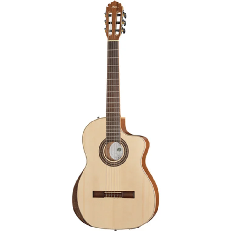 Manuel Rodriguez Ecologia Samba Truss Rod Profundo, 4/4 elektro-akustische Gitarre mit Cutaway, massive europäische Fichte, Nussbaum, seidenmatt