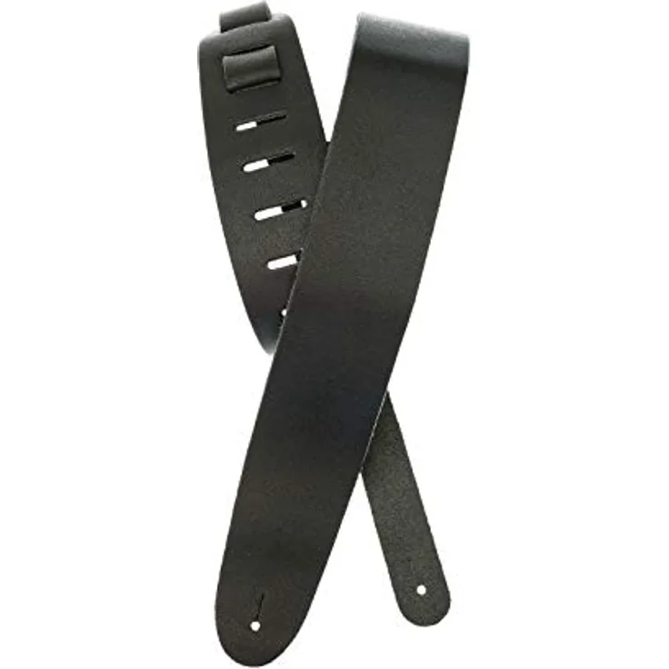 Daddario 25BL00 Guitar/Bass Strap, Deluxe Gitarrengurt aus schwarzem Leder, verstellbar bis 130 cm, Breite 64 mm