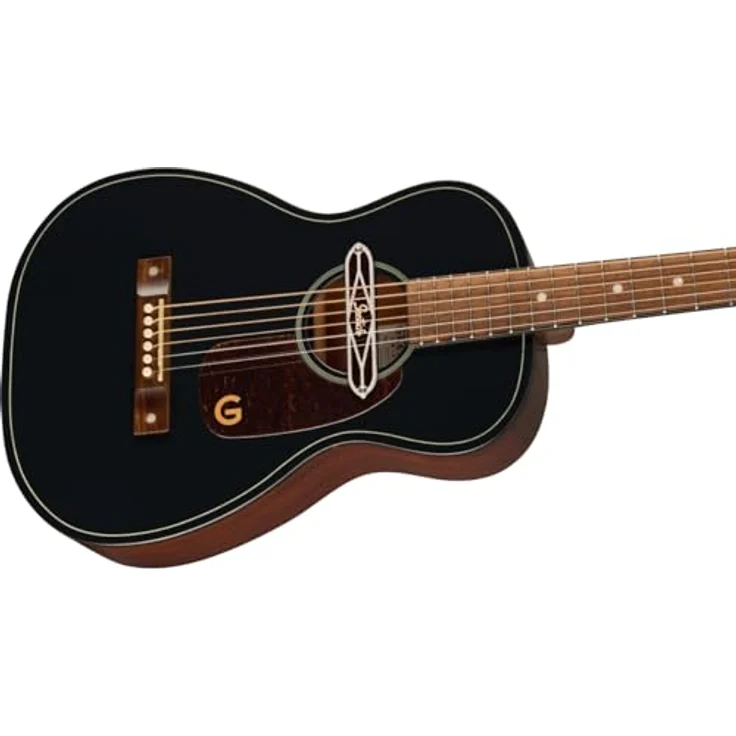 Gretsch JD Parlor DELTO TSPG BLKT, Parlor-Westerngitarre mit laminiertem Sapele, schwarzer Decke und naturfarbenem Boden, Walnussgriffbrett, Deltoluxe Tonabnehmer – Bild 5