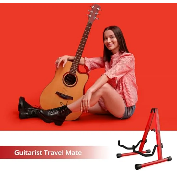 MUSO Klappbarer Gitarrenständer A-Rahmen, transparenter Acryl mit rutschfesten Gummi- und Schaumstoffarmen, für Akustikgitarre, E-Gitarre, Bassgitarre und Ukulele – Bild 2