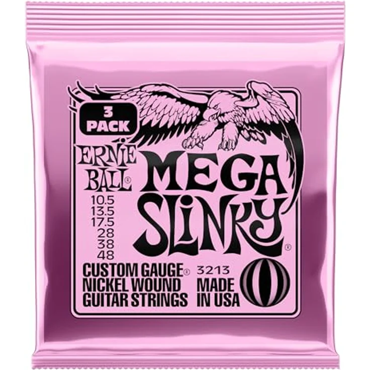 Ernie Ball Mega Slinky E-Gitarrensaiten, 3er-Pack, Nickel Wound, Stärke 10.5-48, heller ausgewogener Ton – Bild 1