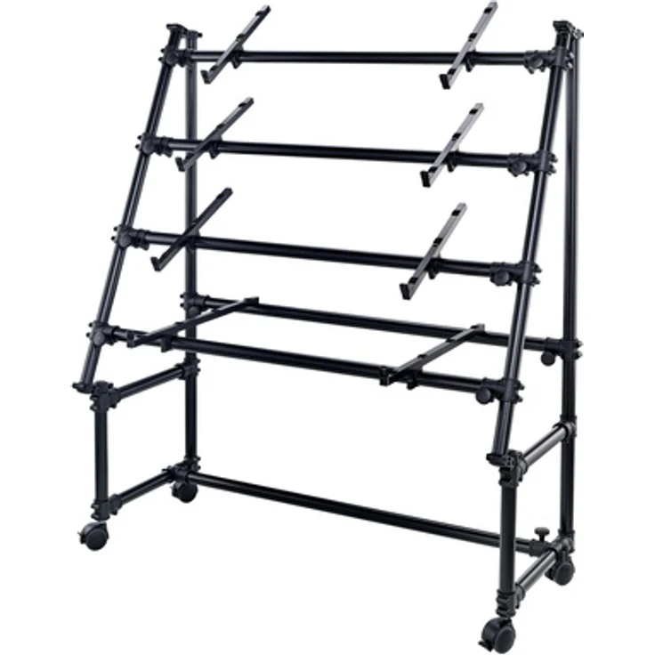 Jaspers 4R-105B, Keyboardständer für 4 Keyboards mit feststellbaren Rollen, schwarz, höhenverstellbar, bis 40 kg belastbar