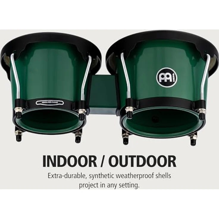 Meinl HB50FG Journey Bongo, Bongos in Forest Green mit 6,5" Macho und 7,5" Hembra, ABS Kunststoff, handselektierte Wasserbüffelfelle – Bild 2