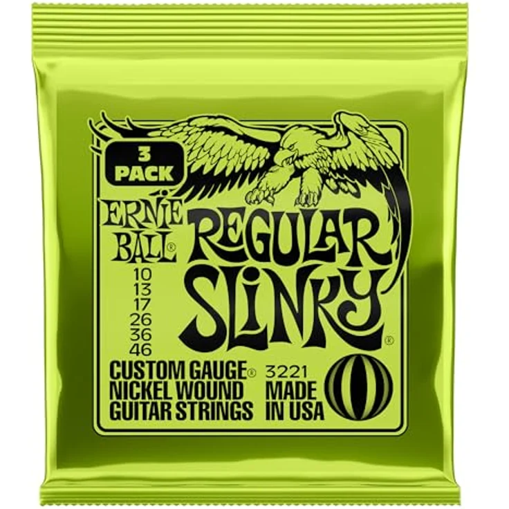 Ernie Ball Regular Slinky E-Gitarrensaiten, 3er-Pack, Nickel Wound, Stärke 10-46, ausgewogener Ton – Bild 1