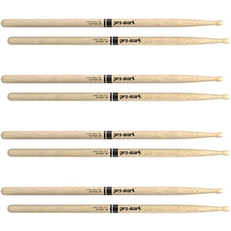 Pro Mark 2B Classic Attack Oak Drumsticks, 4er Set mit Oval Tip, Länge 40,64 cm, Durchmesser 1,61 cm – Bild 2