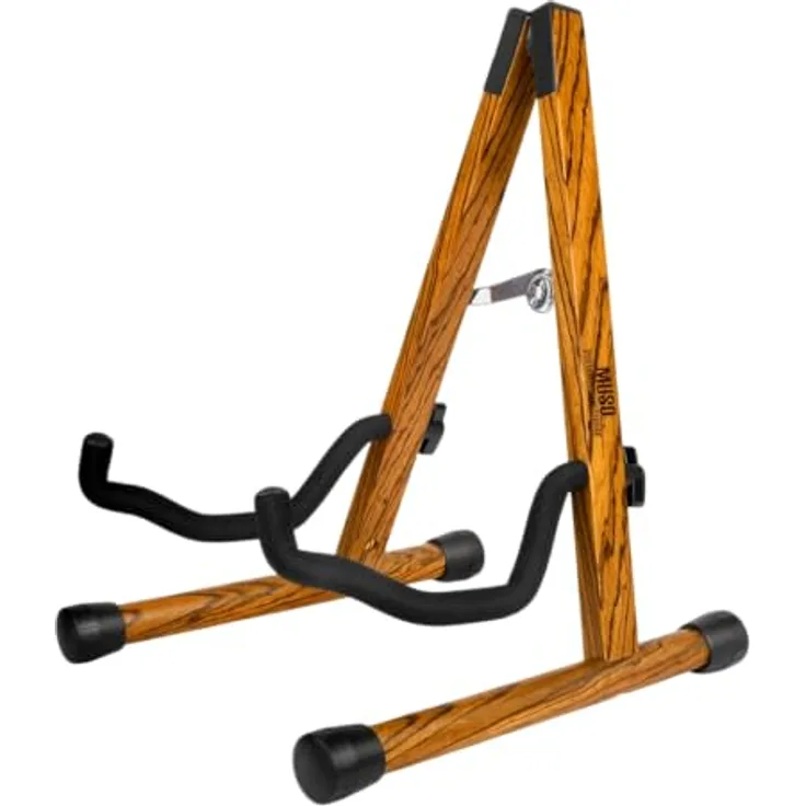 MUSO Gitarrenständer, faltbarer Akustikgitarrenständer aus Holz, A-Rahmen Design, für E-Gitarre, Bass, Violine und Ukulele, Zebra