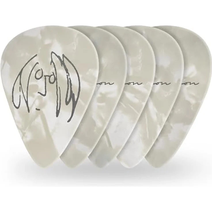 Daddario 1CWH4-01JL Lennon Cartoon, John Lennon Signature Gitarrenplektren, Medium Stärke 0,70 mm, 10er-Pack, perlweißes Celluloid – Bild 2