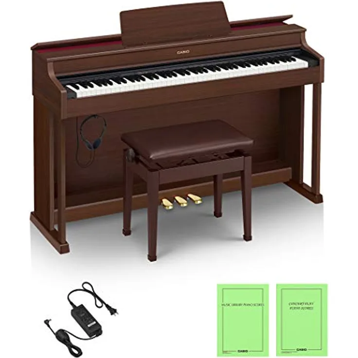 Casio AP-470 BN Celviano, Digitalpiano mit 88 Tasten, skalierter Hammermechanik II, 22 Sounds, Audio-Aufnahme, braun