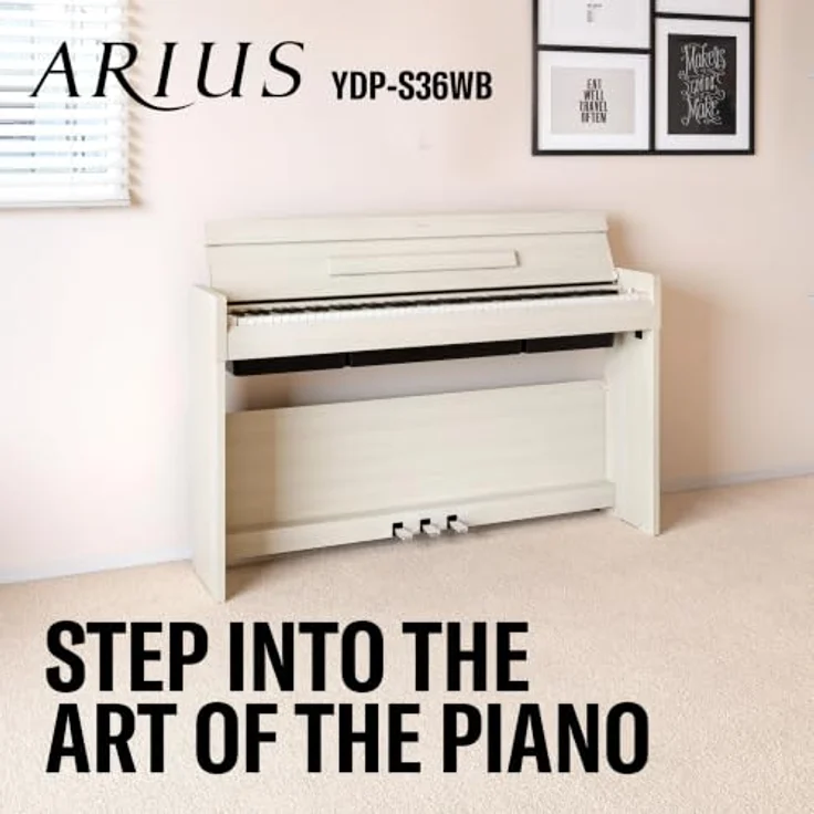 Yamaha YDP-S36 WB Arius, Digital Piano mit 88 gewichteten Hammermechanik-Tasten, 10 Sounds, Bluetooth Audio/Midi, Farbe Weiß Birke – Bild 2