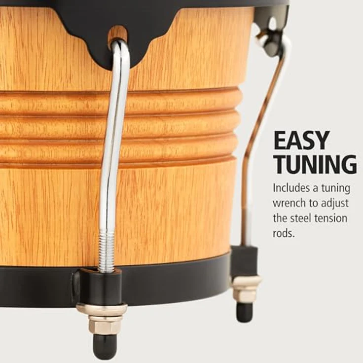 Meinl Marathon Bongos SNT-M, 6 3/4" Macho und 8" Hembra, Gummibaum-Kessel, Super Natural Finish, handselektierte Büffelfelle, inklusive Stimmschlüssel und Öl – Bild 4