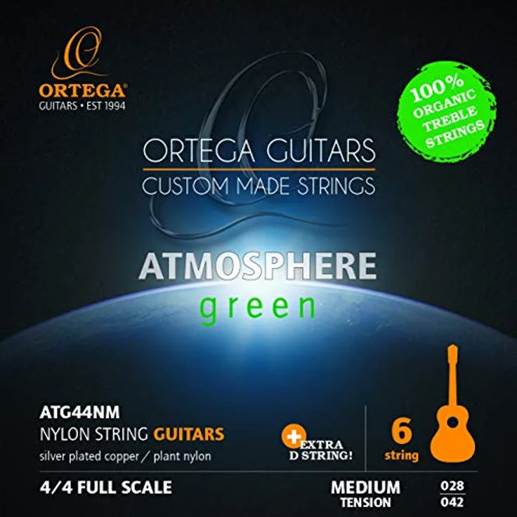 Ortega ATG44NM, Classical Strings in Atmosphere Green, Medium Tension mit exzellenter Stimmstabilität und Bespielbarkeit