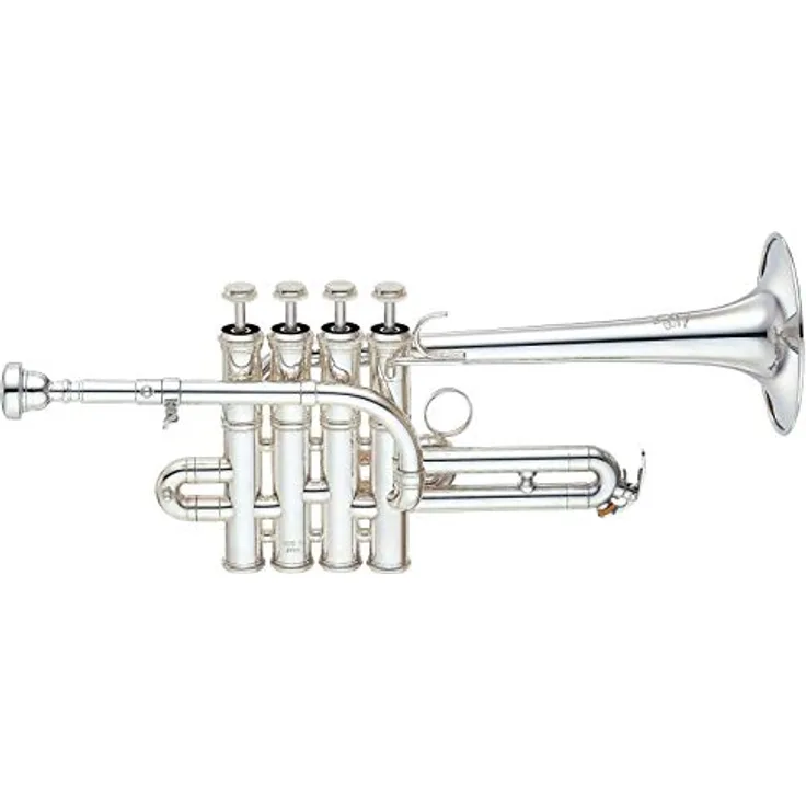Yamaha YTR-9835 Piccolo Trompete, hoch Bb/A mit 4 Ventilen, versilbert, inkl. Koffer und 2 Mundstücke