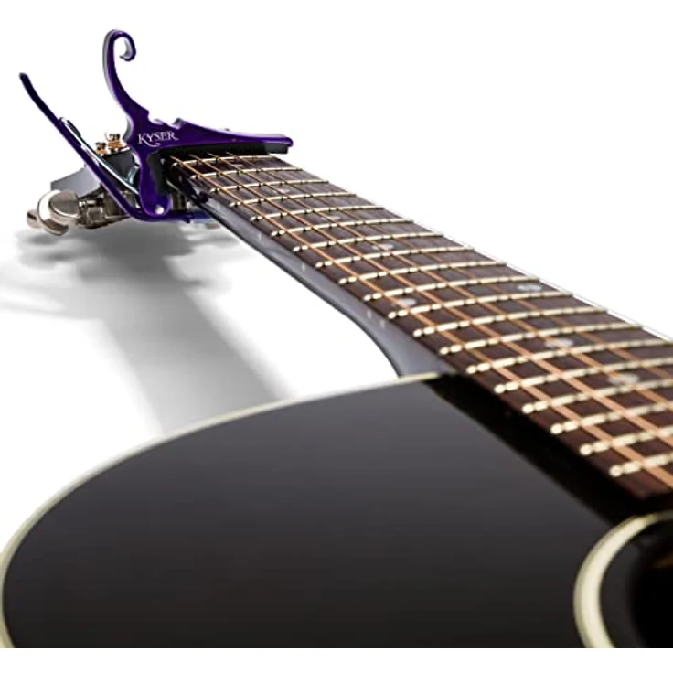 Kyser Schnellwechsel-Kapodaster für 6-saitige Akustikgitarren, Lila, Aluminium mit Stahlfeder für einhändige Bedienung – Bild 3