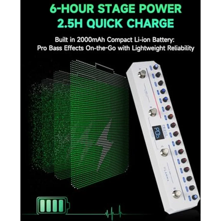 Flamma FB200 Effect Strip, intelligentes Multi-FX-Pedal für E-Bass mit 20 Modulationen und Bluetooth 5.0, schwarz – Bild 7
