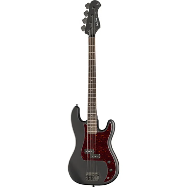 Harley Benton PB-20 SBK, E-Bass in Satin Black mit Pappel Korpus und Ahorn Hals, 20 Bünde, PB-Style Pickup