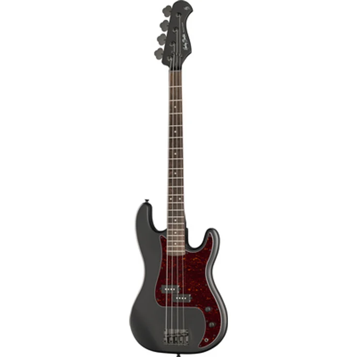 Harley Benton PB-20 SBK, E-Bass in Satin Black mit Pappel Korpus und Ahorn Hals, 20 Bünde, PB-Style Pickup