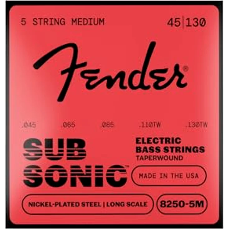 Fender 8250 Bass Strings, Nickel Plated Steel Taper Wound, Long Scale, Gauges .045-.130, 5er Set – Bild 1
