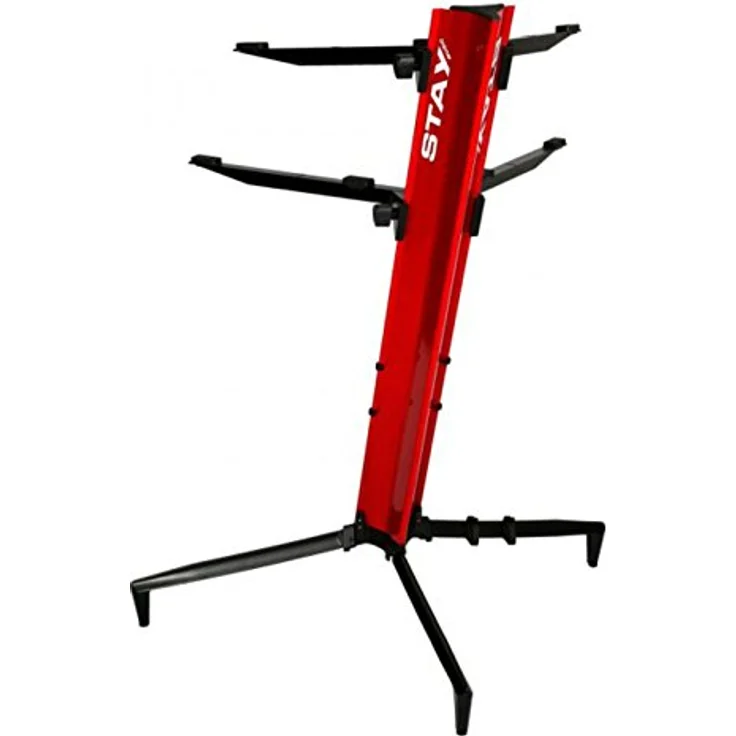 STAY MUSIC Set 2 2-lagig, Aluminium-Keyboardständer mit 2 höhenverstellbaren Ebenen, rot, tragbar und mit Kabelmanagement – Bild 3