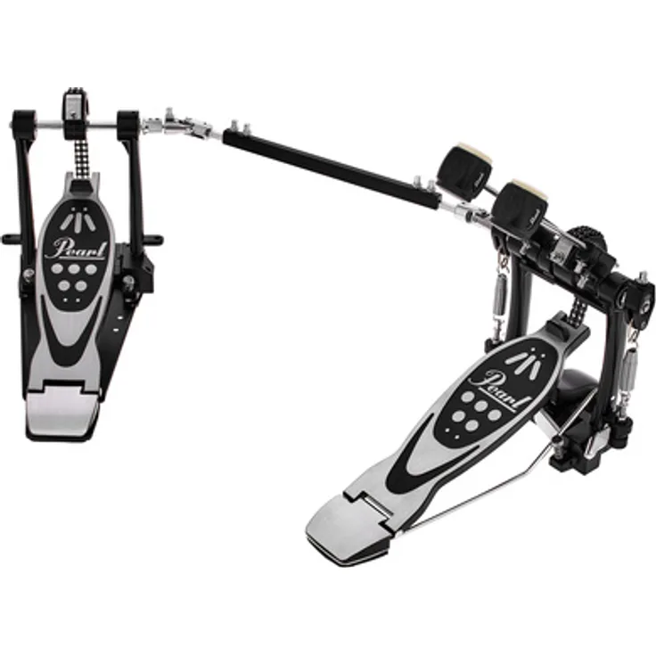 Pearl P-532 Double Bass Drum Pedal, Doppelfußmaschine mit Doppelkette, einstellbarem Beater-Winkel und Duo-Beater aus Filz und Hartplastik