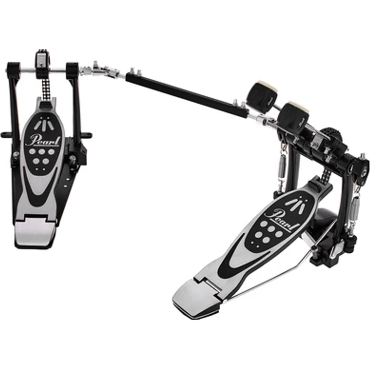 Pearl P-532 Double Bass Drum Pedal, Doppelfußmaschine mit Doppelkette, einstellbarem Beater-Winkel und Duo-Beater aus Filz und Hartplastik