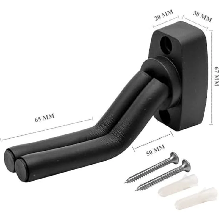 Tioamy Gitarren Haken Wandhalterung, 2 Stück für Akustikgitarre, E-Gitarre, Bass & Ukulele, mit 5 Piano Picks in zufälliger Farbe – Bild 3