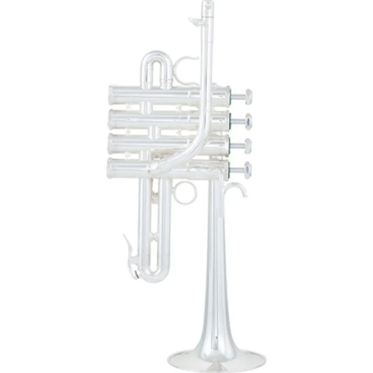 Schilke P5-4 Butler/Geyer, Piccolo Trompete mit 4 Ventilen, versilbertem Messing, Sattel am ersten und Ring am dritten Zug, inkl. Koffer und Mundstück