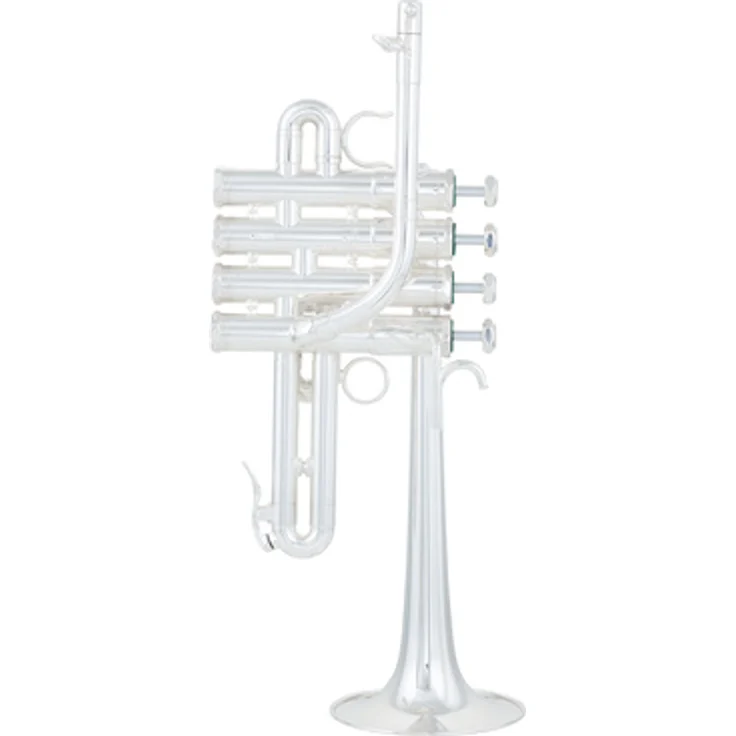 Schilke P5-4 Butler/Geyer, Piccolo Trompete mit 4 Ventilen, versilbertem Messing, Sattel am ersten und Ring am dritten Zug, inkl. Koffer und Mundstück