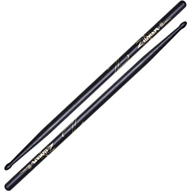 Zildjian 5A Black Hickory Drumsticks, schwarze Holzsticks mit ovalem Kopf, Länge 406mm, Durchmesser 14,2mm