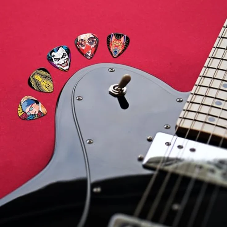 K KAREZOG Plektrum 24 Stück, Gitarren Picks 0.46/0.71/0.96/1.20mm, Zelluloid Plektren in Metallbox für Akustikgitarre, E-Gitarre, Bass, Ukulele – Bild 2