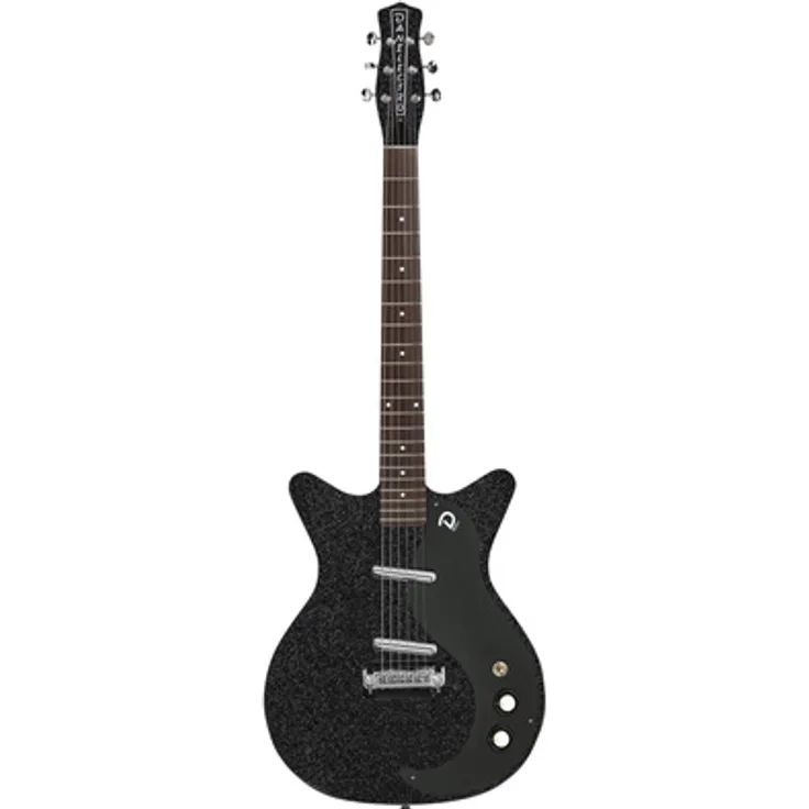 Danelectro Blackout 59 Black Metal Flake, E-Gitarre mit Double Cutaway, 2 NOS+ Lipstick Single Coils, Farbe: Black Metalflake