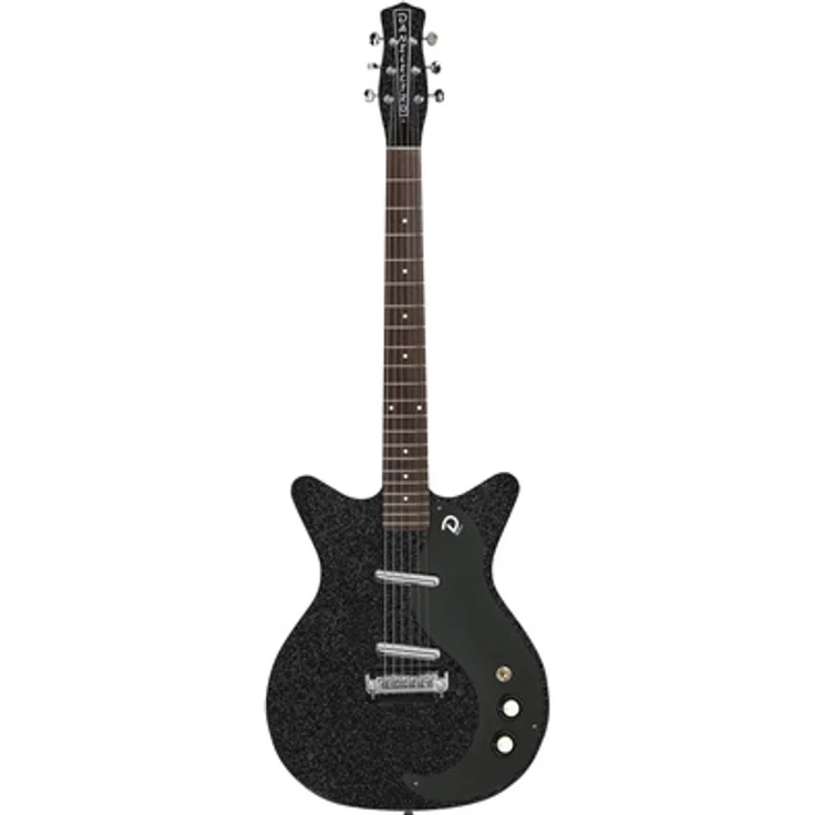 Danelectro Blackout 59 Black Metal Flake, E-Gitarre mit Double Cutaway, 2 NOS+ Lipstick Single Coils, Farbe: Black Metalflake
