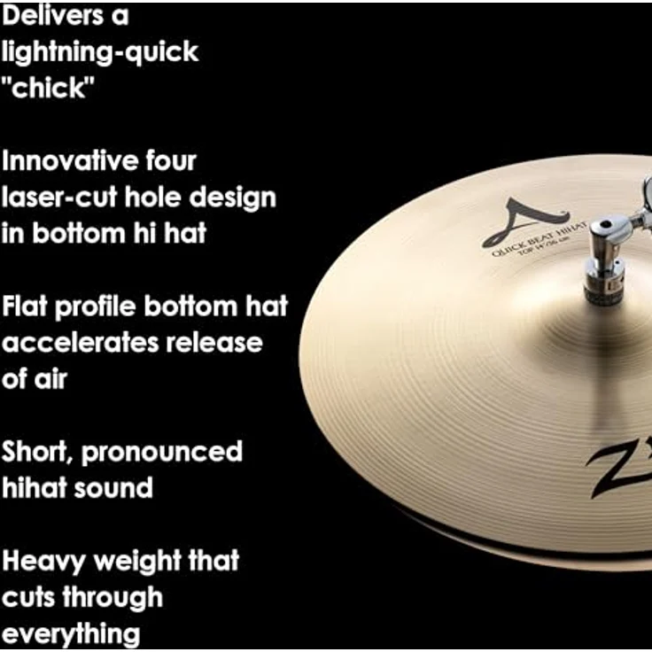 Zildjian A Zildjian Series 14" Quick Beat Hi-Hat Cymbals, Paar mit mittlerem und schwerem Gewicht, traditionelles Finish, schnelle Reaktion – Bild 5