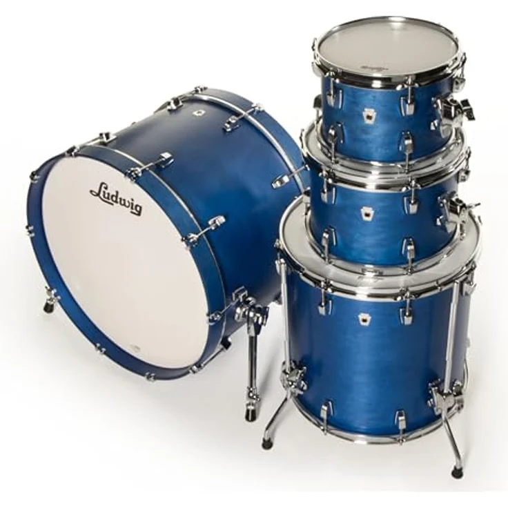 Ludwig NeuSonic Mod2 4pc Set, Schlagzeugset mit 7-lagigem Ahorn/Kirsche Hybridkessel, Satin Royal Blue – Bild 3