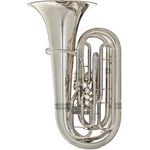 Melton 3450-S C-Tuba, versilberte Messingtuba mit 5 Ventilen und ICON 18 Mundstück, 4/4 Größe