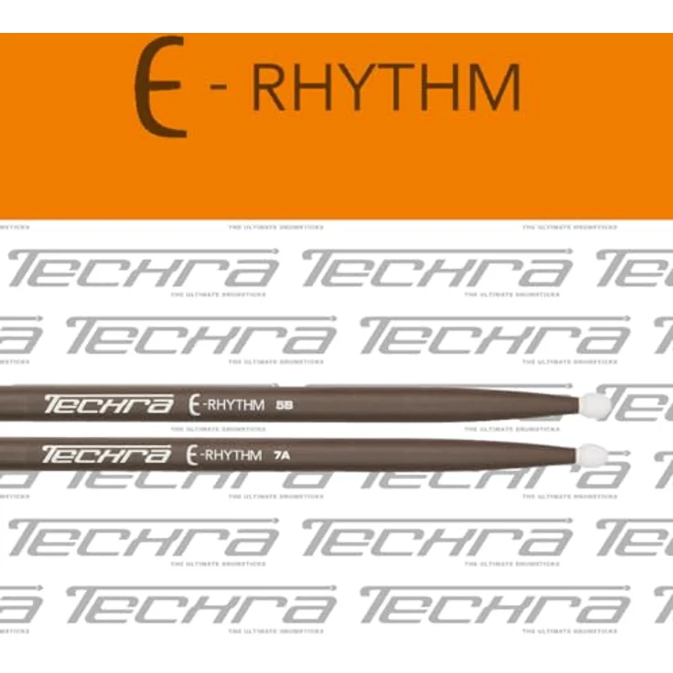 Techra E-Rhythm 7a Sticks, Leise Drumsticks mit Gummikopf für elektronische und akustische Schlagzeuge, Länge: 406mm, Durchmesser: 13,5mm – Bild 2