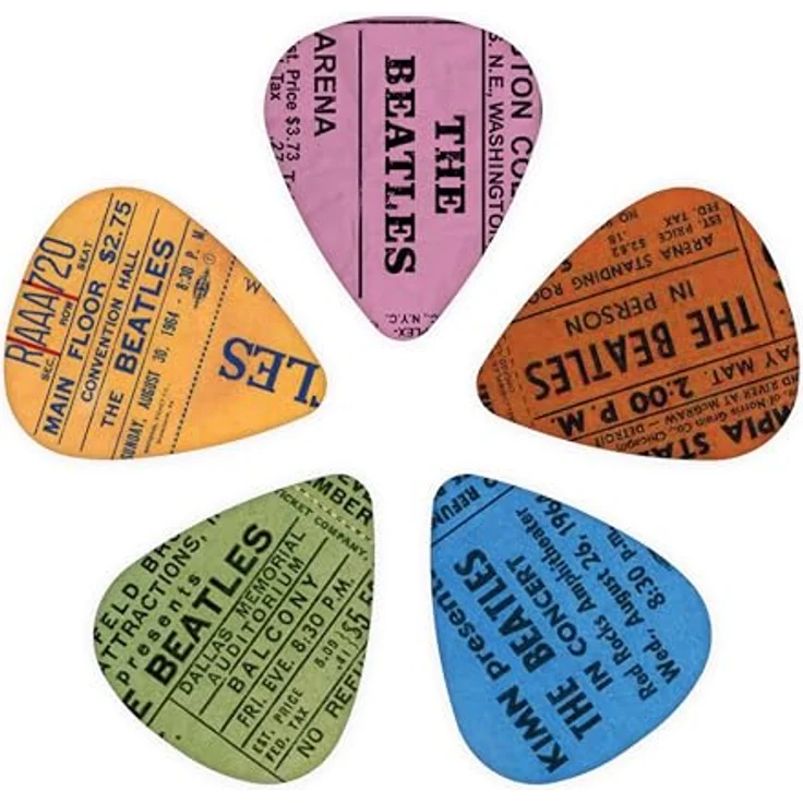 Daddario 1CWH4-10B11 Tour Ticket Stubs, Gitarrenplektren mit Artwork der Beatles 1964 Tour, Medium Stärke 0,70 mm, 10er-Pack – Bild 2