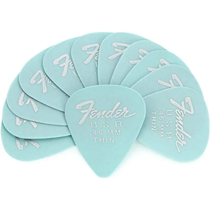 Fender 351 Dura-Tone Picks, Plektrenset mit 12 Stück, 0,46 mm, Daphne Blue