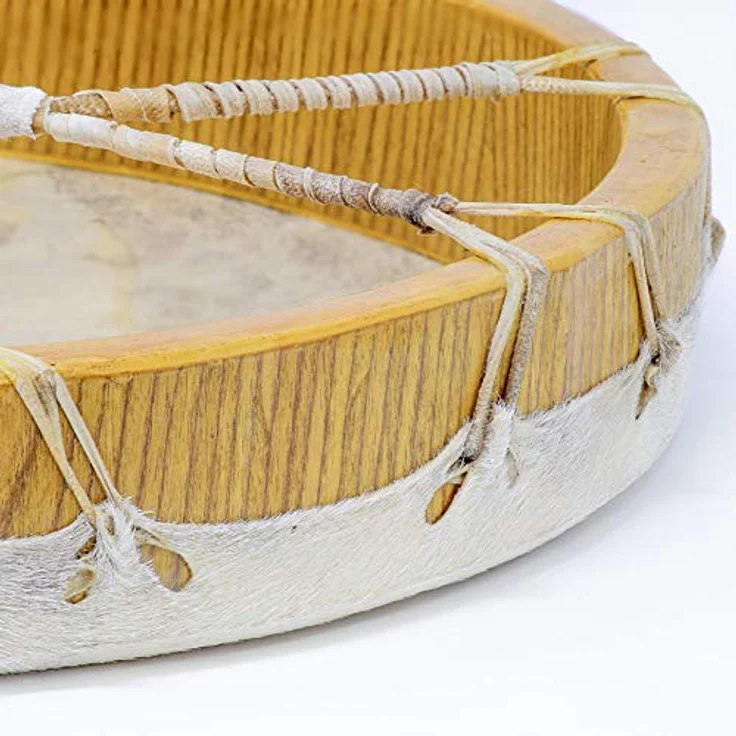 Terre Shaman Drum Goat Skin 40cm, runde Schamanentrommel aus Ziegenhaut mit Mahagoni-Rahmen, dunkler Klang, inklusive Schlägel – Bild 4