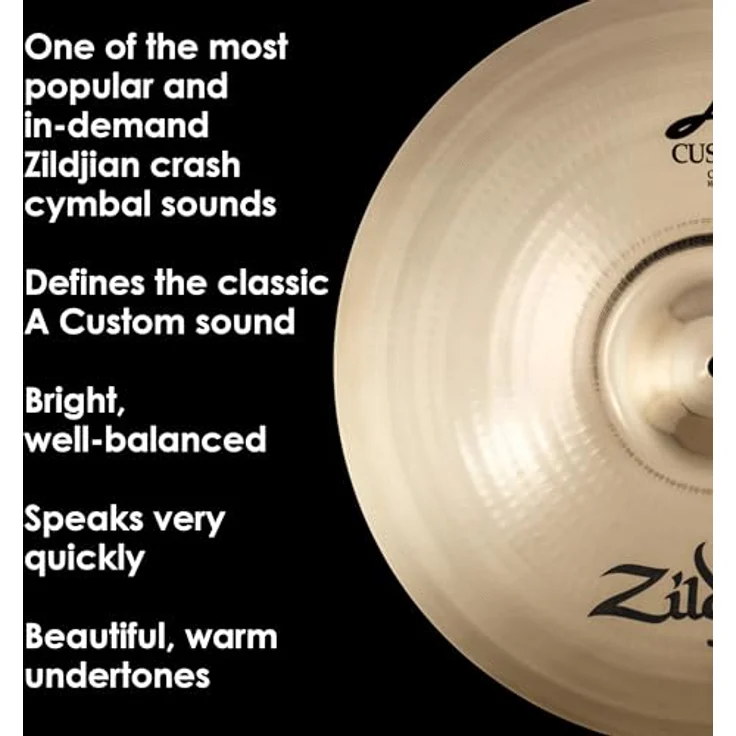 Zildjian A Custom Series, 16 Zoll Crash Cymbal mit brillantem Finish, klarer und resonanter Sound – Bild 4