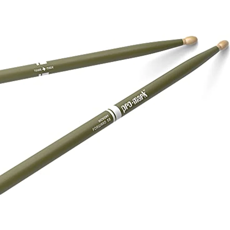 ProMark Classic 5B Drumsticks, Schlagzeug Sticks mit ovalem Holzkopf und wasserbasierter Farbe, grün – Bild 1