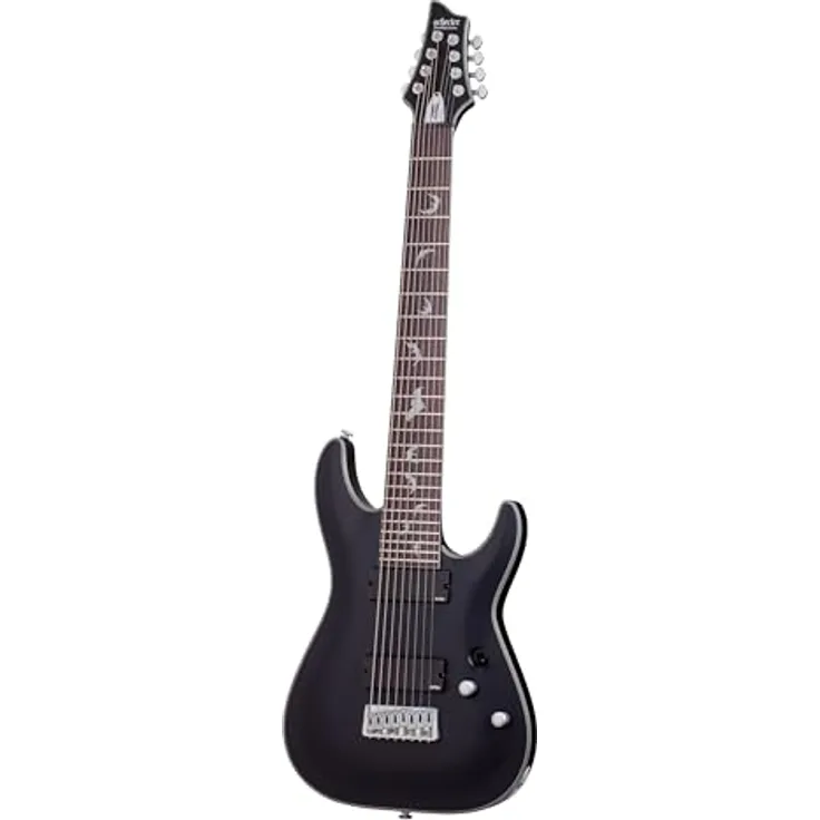 Schecter Damien Platinum 8 SBK, 8-saitige Heavy E-Gitarre mit Mahagoni Korpus, Satin Black