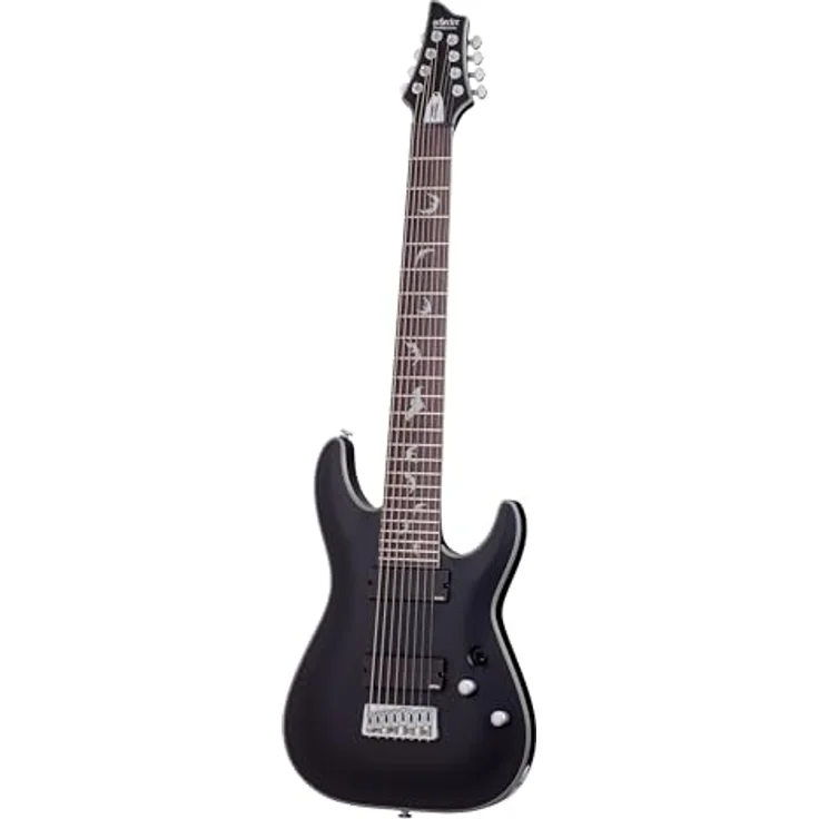 Schecter Damien Platinum 8 SBK, 8-saitige Heavy E-Gitarre mit Mahagoni Korpus, Satin Black – Bild 1