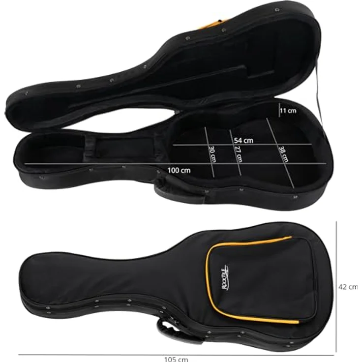 ROCKTILE KGSC-5122BK Klassikgitarre Softcase, Handlicher Leichtkoffer mit gepolstertem Formeinsatz und Rucksackgarnitur, schwarz – Bild 3