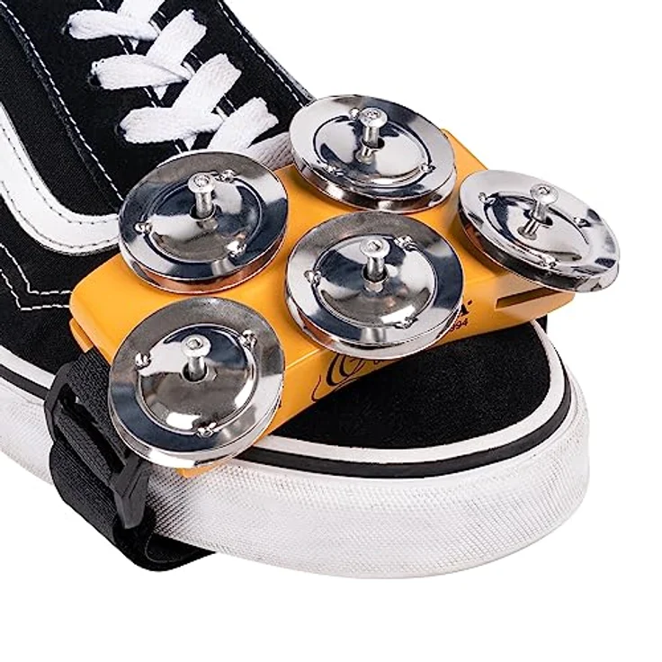 Ortega OSSFT Foot Tambourine, Fuß Tambourine aus Rubberwood mit 5 Paar Edelstahl-Schellen, ergonomisches Design – Bild 6