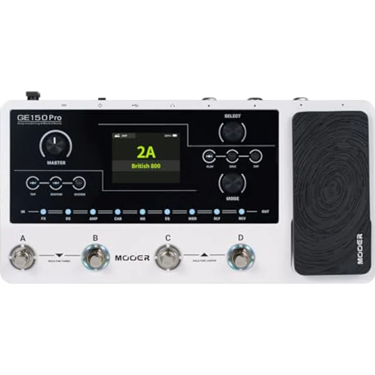 Mooer GE150 PRO Amp Modeling, Multi-Effekt Pedal mit 55 Amp-Models, 151 Effekten, Drum Machine und Phrase Looper, USB Typ-C Interface, inkl. USB Kabel – Bild 1