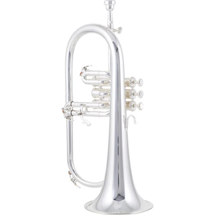 Yamaha YFH-631 GS Flugelhorn, Profiklasse mit MS-Bohrung, 151,8mm Goldmessing Schallbecher, versilbert, inkl. Koffer und 11F4 Mundstück