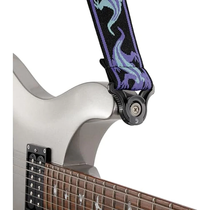 Daddario 50BALPW02 Vintage Lizard Teal, Gitarrengurt mit Auto Lock System, verstellbar von 89 cm bis 151 cm, türkise/violette Farbgebung – Bild 4
