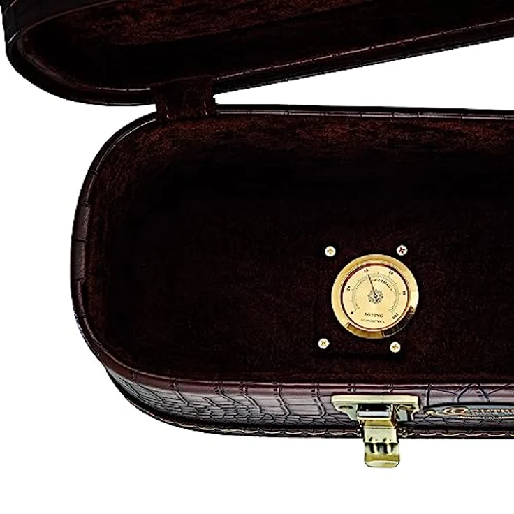 Ortega Classic Case OCCPRO, Gitarrenkoffer für klassik Gitarre, 15mm Samt Polsterung, braunes Croco Design, integriertes Hygrometer, Vintage Hardware mit Zahlenschloss – Bild 6