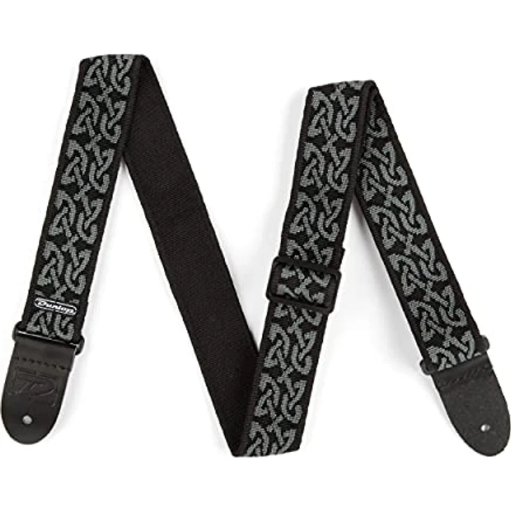 Dunlop Classic Celtic Gray Strap, Gitarrengurt aus Polyester mit Lederendstück, verstellbar von 104 cm bis 183 cm, graues Keltisches Design – Bild 2